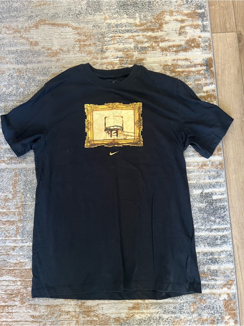 Nike Black T-Shirt with Gold Framed Basketball Graphic